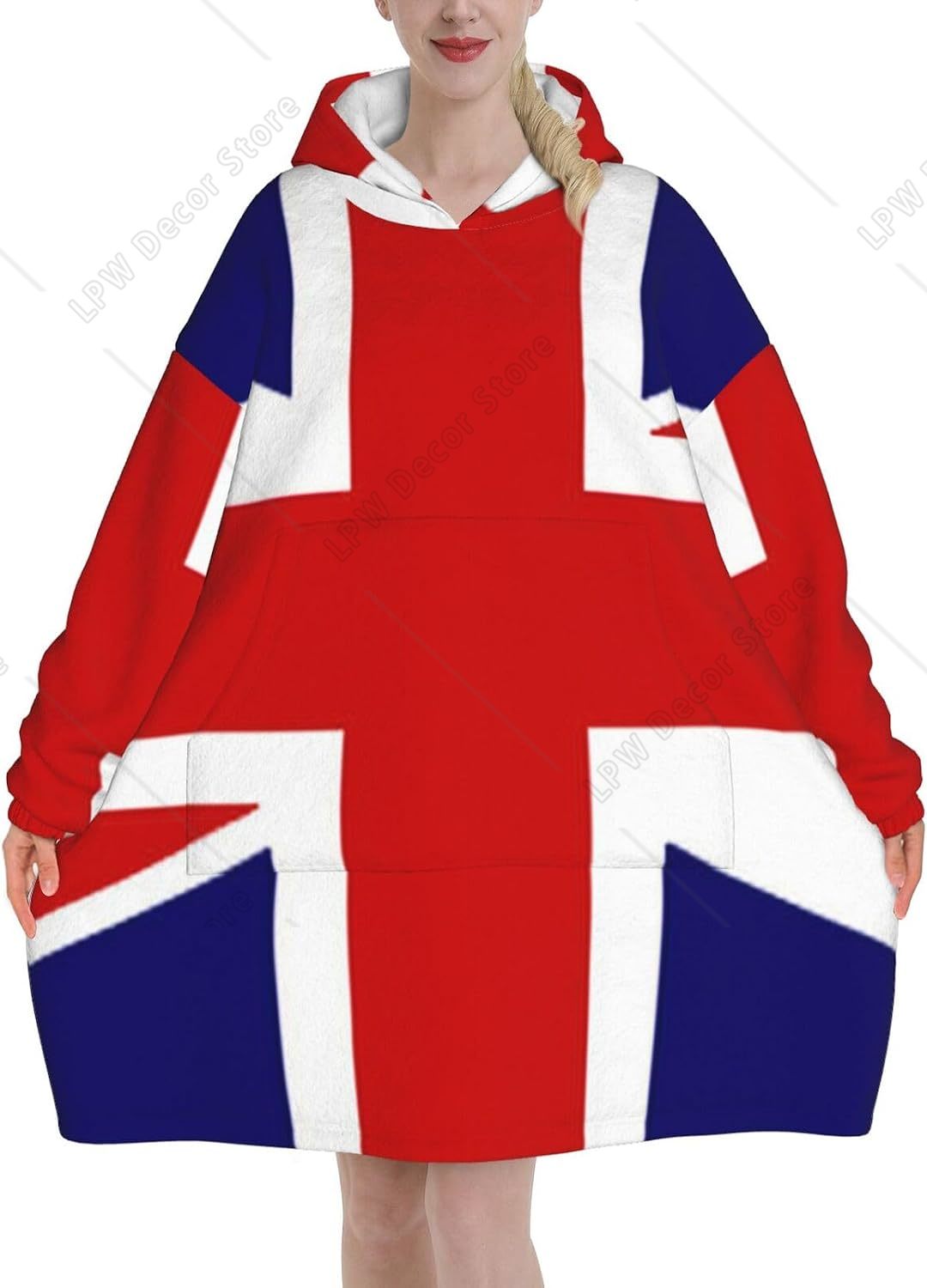 Home Textiles Uk - Uk Flag Print Blanket Hoodies For