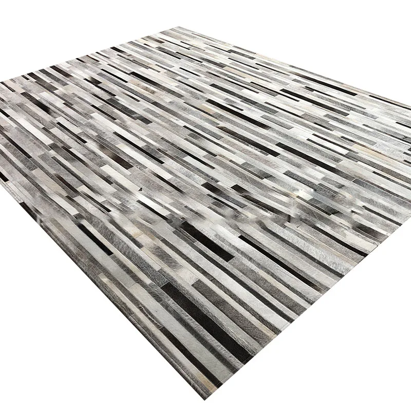 Home Textiles Importers In Usa - Imported Natural Cowhide Patchwork Gray Carpet