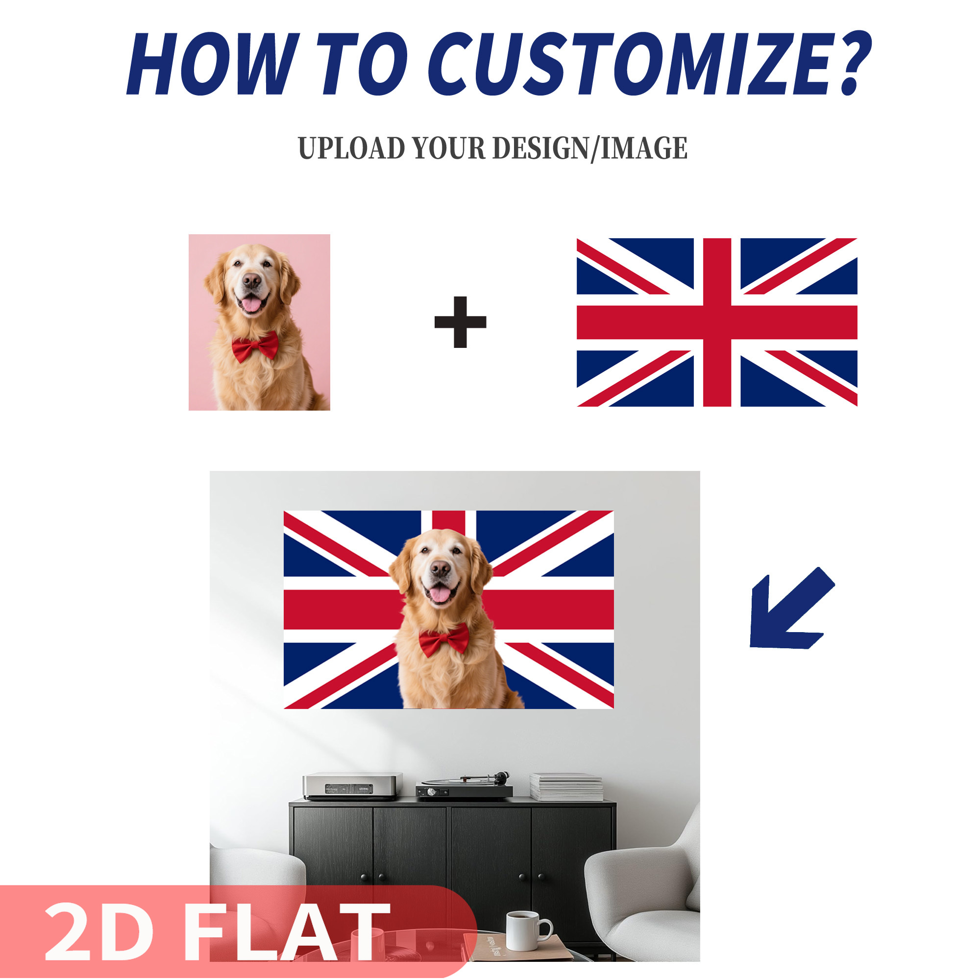 Home Textiles Uk - 1pc 2D FLAT Personalize UK British